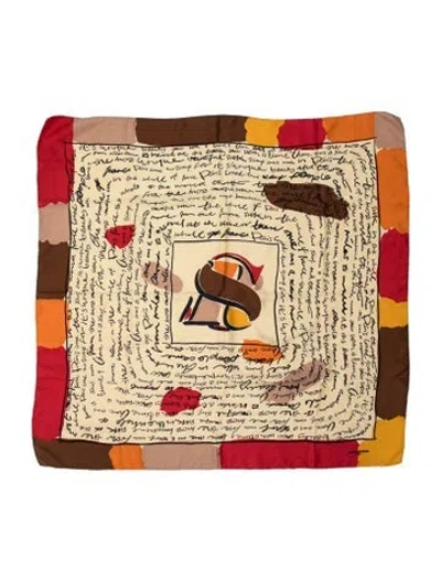 Pre-owned Sonia Rykiel Silk Graphic Print Scarf In Blue