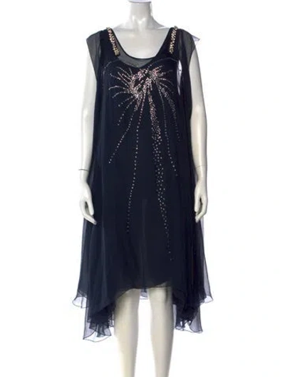 Pre-owned Sonia Rykiel Silk Midi Length Dress In Blue