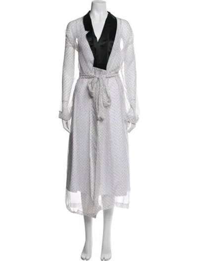 Pre-owned Sonia Rykiel Silk Polka Dot Print Robe In White