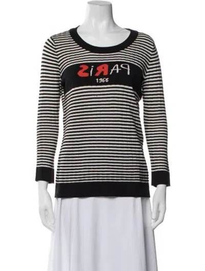Pre-owned Sonia Rykiel Silk Striped Sweater In White