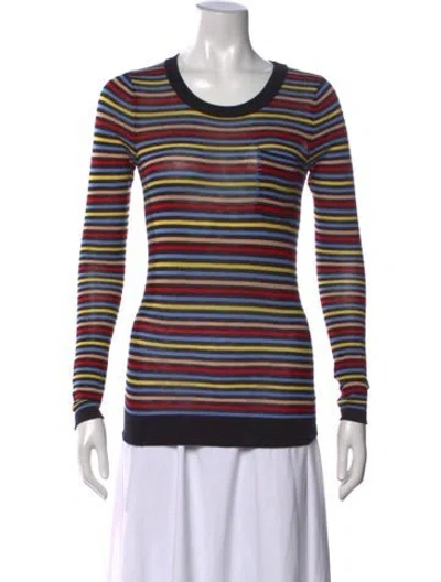 Pre-owned Sonia Rykiel Silk Striped Top In Black