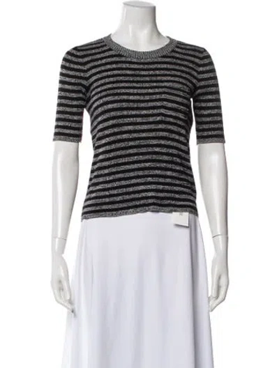 Pre-owned Sonia Rykiel Silk Striped T-shirt In Black