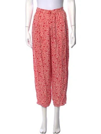 Pre-owned Sonia Rykiel Silk Wide Leg Pants In Red