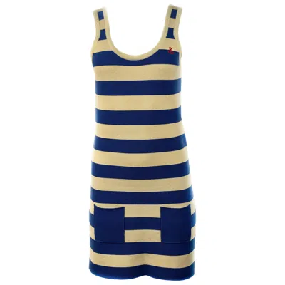 Pre-owned Sonia Rykiel Sonia By  Sailor Ivory And Blue Tank Mini Dress Size M In White
