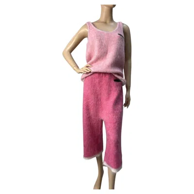 Pre-owned Sonia Rykiel Sonia Ryckiel Pink Knitted Pants Top Set Sz.38