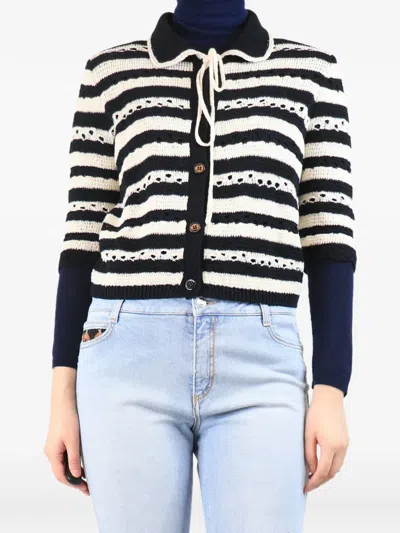 Pre-owned Sonia Rykiel Stripe Cardigan In Black