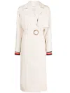Sonia Rykiel Stripe-detail Belted Trench Coat In Neutrals