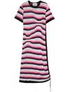 Sonia Rykiel Striped Asymmetric Midi Dress In Pink