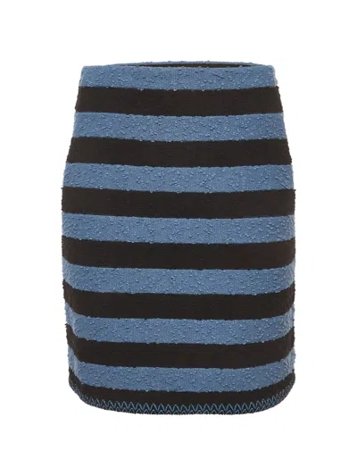 Pre-owned Sonia Rykiel Striped Bouclé Mini Skirt In Blue