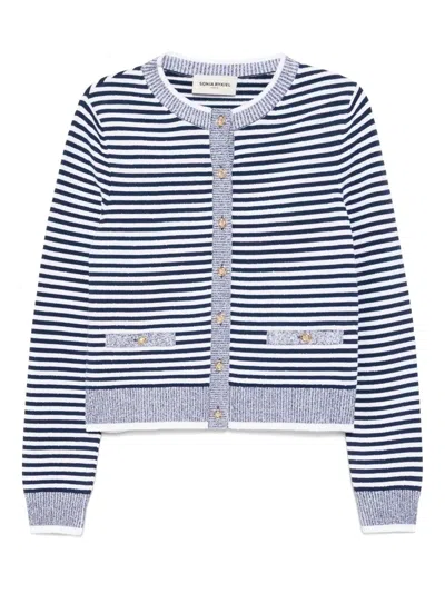 Sonia Rykiel Striped Cardigan In Blue