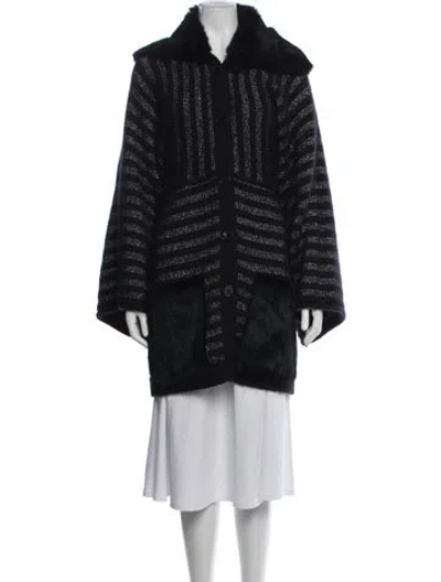 Pre-owned Sonia Rykiel Striped Coat In Black