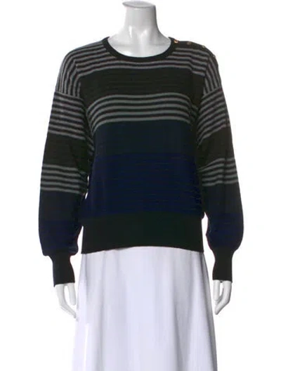 Pre-owned Sonia Rykiel Striped Crew Neck Sweater In Black