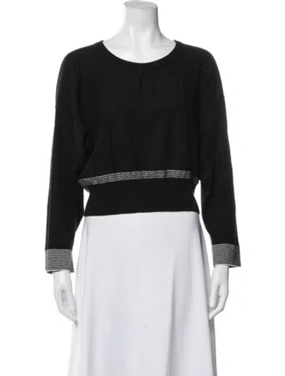 Pre-owned Sonia Rykiel Striped Crew Neck Sweater In Black
