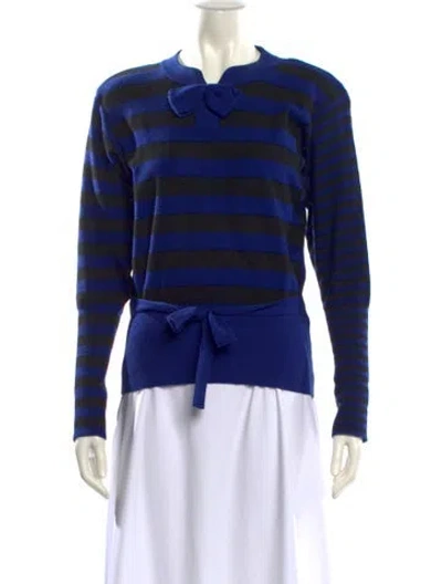 Pre-owned Sonia Rykiel Striped Crew Neck Sweater In Blue