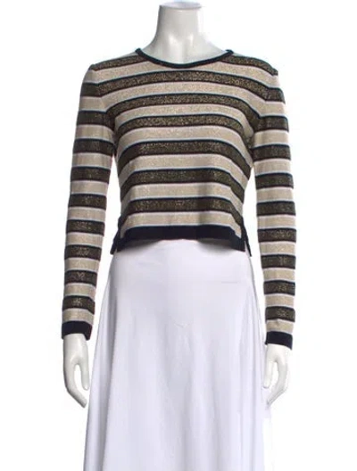 Pre-owned Sonia Rykiel Striped Crew Neck Sweater In Gold/metallic