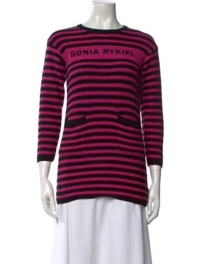 Pre-owned Sonia Rykiel Striped Crew Neck Sweater In Pink