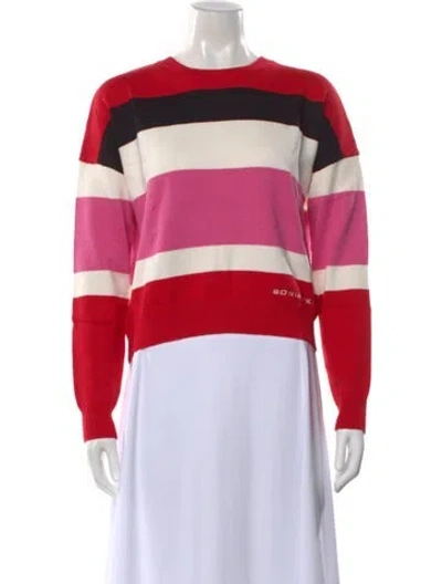 Pre-owned Sonia Rykiel Striped Crew Neck Sweater In Red