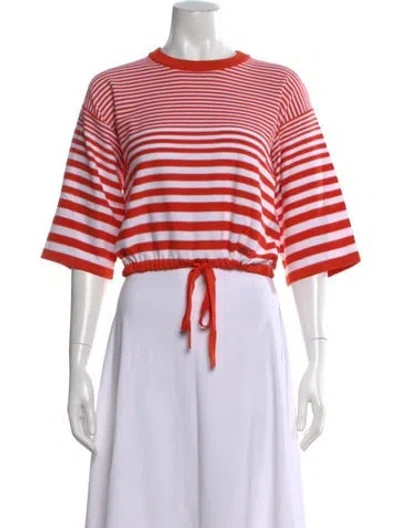 Pre-owned Sonia Rykiel Striped Crew Neck Sweater W/ Tags In Orange
