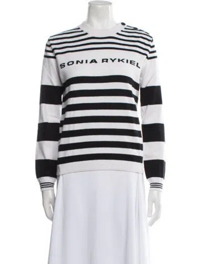 Pre-owned Sonia Rykiel Striped Crew Neck Sweater In White