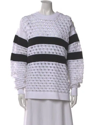 Pre-owned Sonia Rykiel Striped Crew Neck Sweater In White