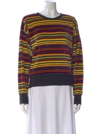 Pre-owned Sonia Rykiel Striped Crew Neck Sweatshirt In Black