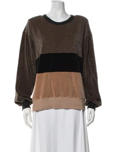 Pre-owned Sonia Rykiel Striped Crew Neck Sweatshirt In Black/neutrals