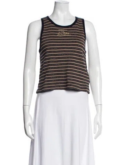 Pre-owned Sonia Rykiel Striped Crew Neck Top In Blue