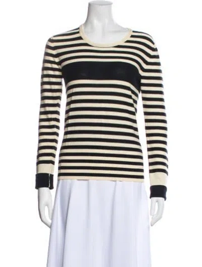 Pre-owned Sonia Rykiel Striped Crew Neck Top In Neutral