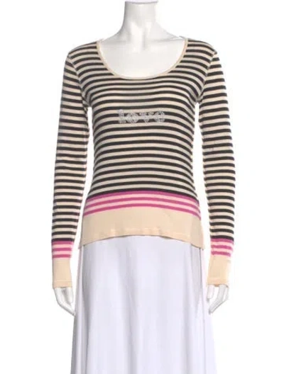 Pre-owned Sonia Rykiel Striped Crew Neck Top In Neutral