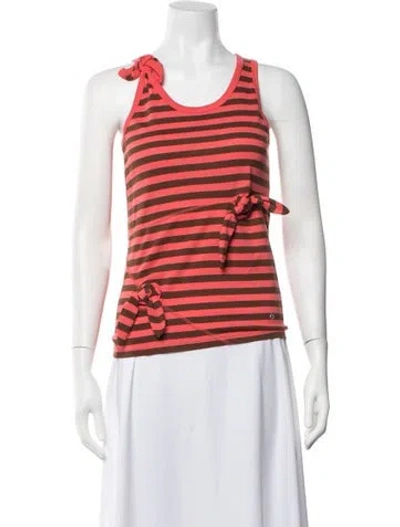Pre-owned Sonia Rykiel Striped Crew Neck Top In Red