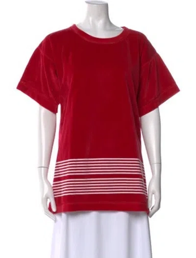 Pre-owned Sonia Rykiel Striped Crew Neck T-shirt In Red