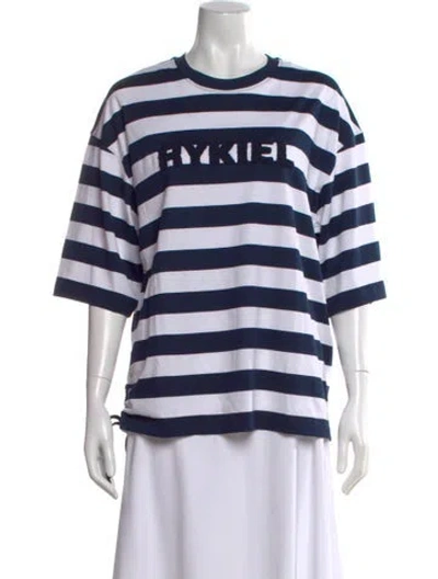 Pre-owned Sonia Rykiel Striped Crew Neck T-shirt W/ Tags In Blue