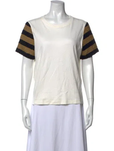 Pre-owned Sonia Rykiel Striped Crew Neck T-shirt In White