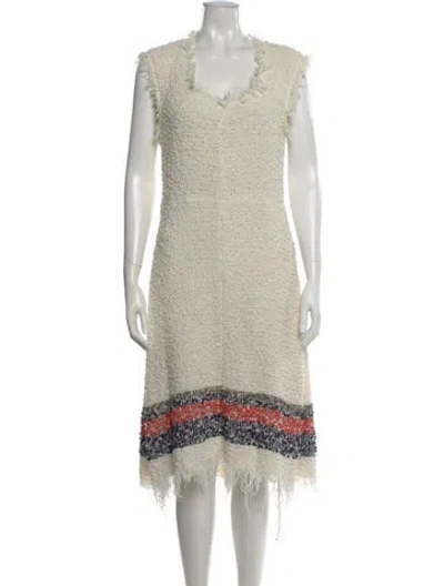 Pre-owned Sonia Rykiel Striped Knee-length Dress In White