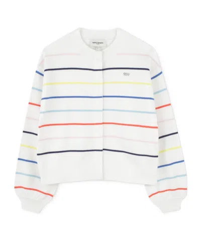 Sonia Rykiel Striped Knitted Cardigan In White