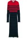 Sonia Rykiel Striped Knitted Midi Dress In Blue