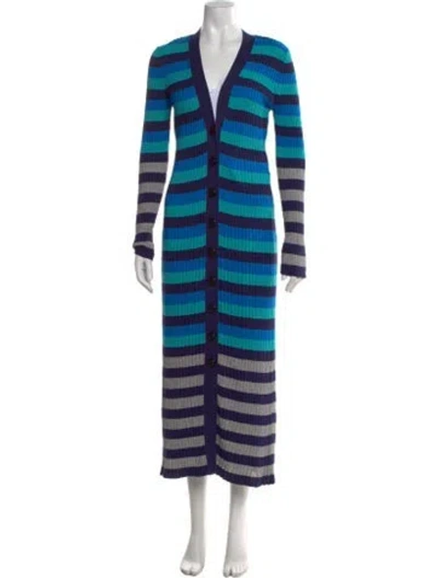 Pre-owned Sonia Rykiel Striped Long Dress In Blue