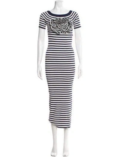 Pre-owned Sonia Rykiel Striped Long Dress W/ Tags In Neutral