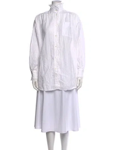 Pre-owned Sonia Rykiel Striped Long Sleeve Blouse In Neutral