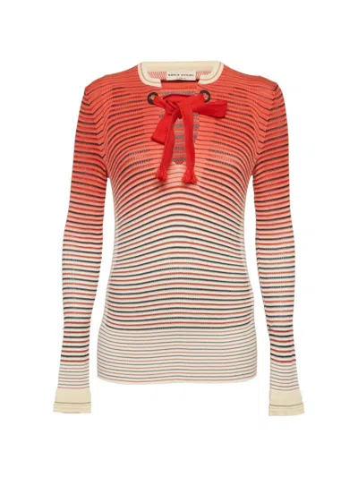 Pre-owned Sonia Rykiel Striped Long-sleeve Sweater In Red