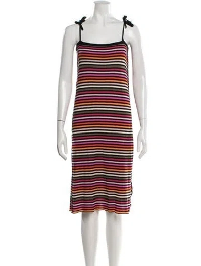 Pre-owned Sonia Rykiel Striped Midi Length Dress In White