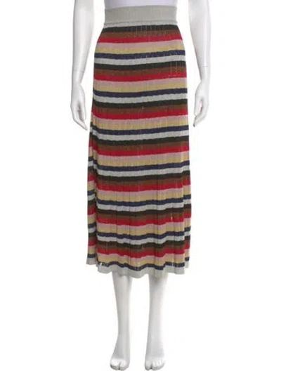 Pre-owned Sonia Rykiel Striped Midi Length Skirt In Gray