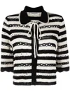 Sonia Rykiel Striped Openwork Cardigan In Black