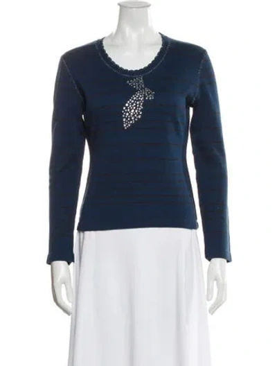 Pre-owned Sonia Rykiel Striped Scoop Neck Sweater In Blue