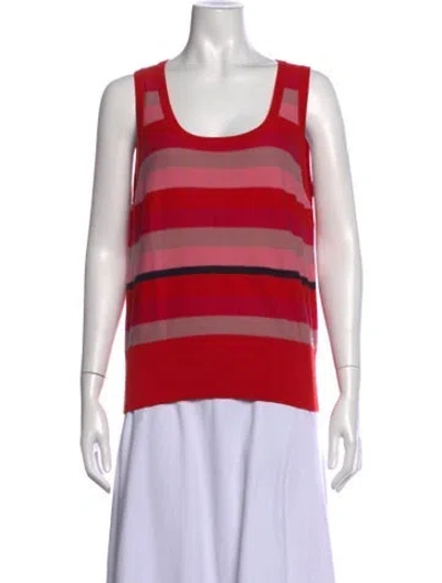 Pre-owned Sonia Rykiel Striped Scoop Neck Sweater In Red