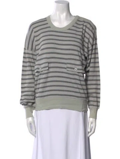 Pre-owned Sonia Rykiel Striped Scoop Neck Sweatshirt In Gray
