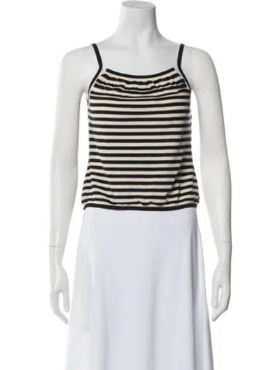 Pre-owned Sonia Rykiel Striped Scoop Neck Top In Black