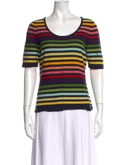 Pre-owned Sonia Rykiel Striped Scoop Neck Top In Multicolor