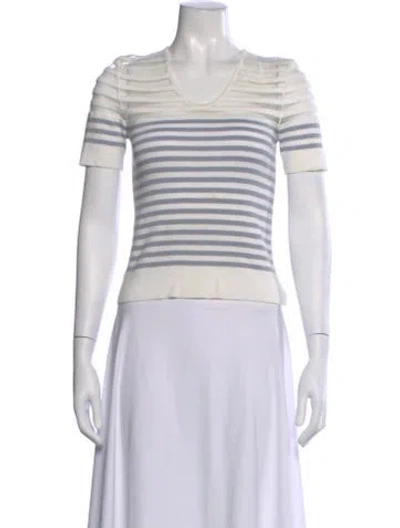 Pre-owned Sonia Rykiel Striped Scoop Neck Top In Neutral