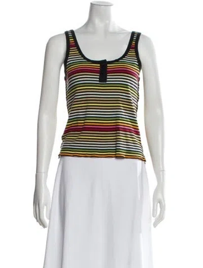 Pre-owned Sonia Rykiel Striped Scoop Neck Top In Yellow